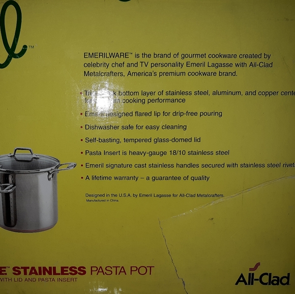 ALL-CLAD EMERILWARE Quality Copper Stainless Steel 8qt Stock Pot +Pasta Insert! - Picture 2 of 3